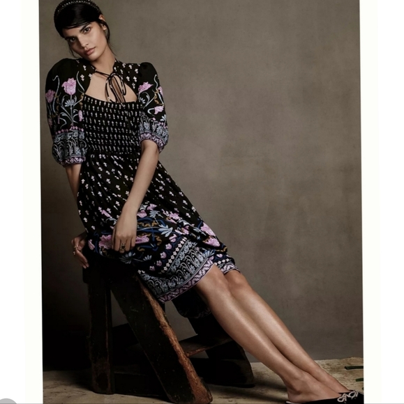 Anthropologie Dasha Smocked Midi Dress - MP - Picture 2 of 15